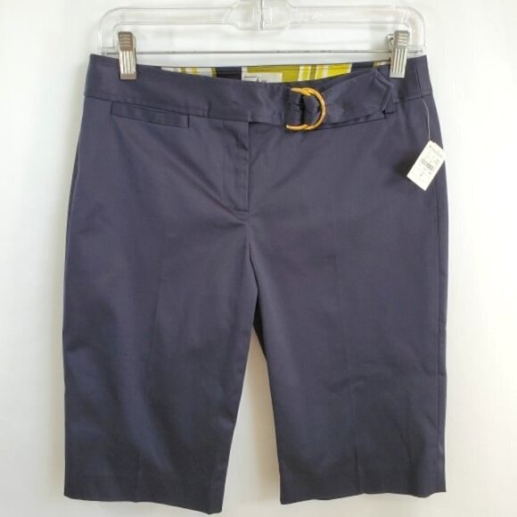 Milly Stretch-Cotton Sateen Bermuda Shorts, Blue - Picture 1 of 3